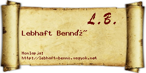 Lebhaft Bennó névjegykártya